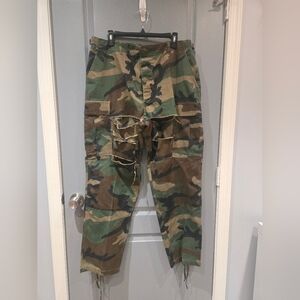 Authentic Distressed Military Camouflage Cargo Pants